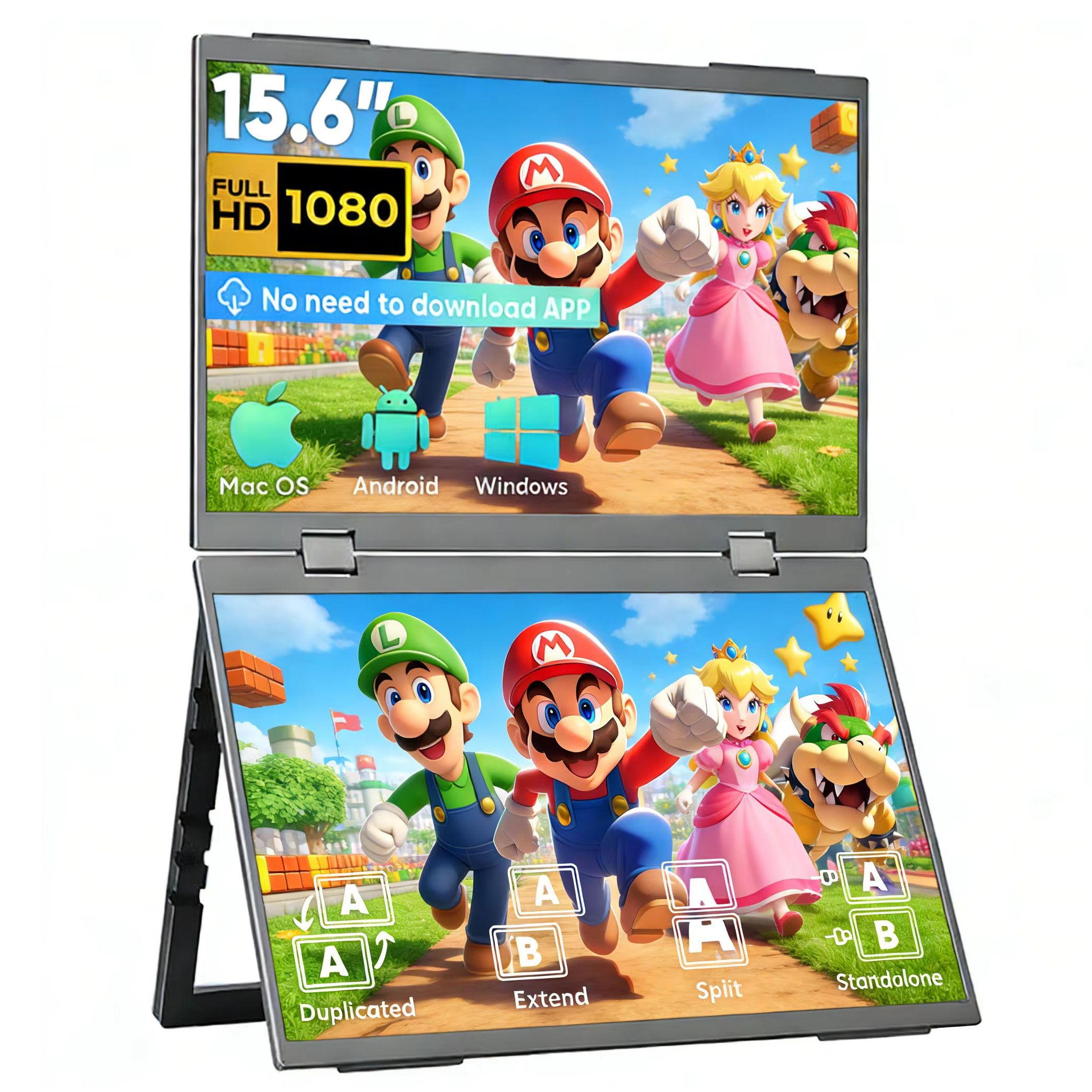 Portable Monitor 15.6 Inch 1080P Type C - 15.6-Inch Portable Dual Monitor 60Hz 1080P