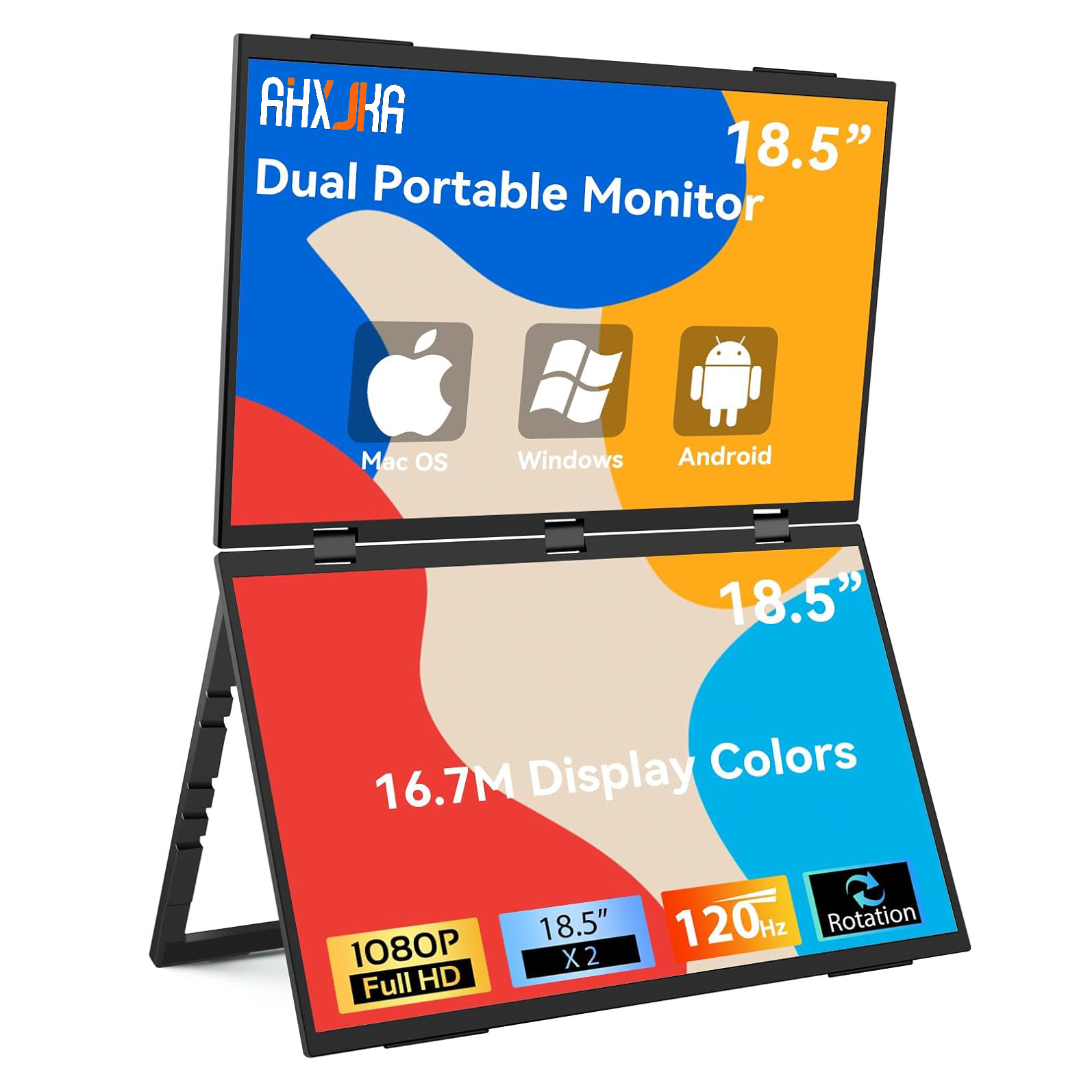 Triple Screen Laptop Monitor Foldable - AHXJKA 18.5Inch 100Hz Laptop Screen Extender