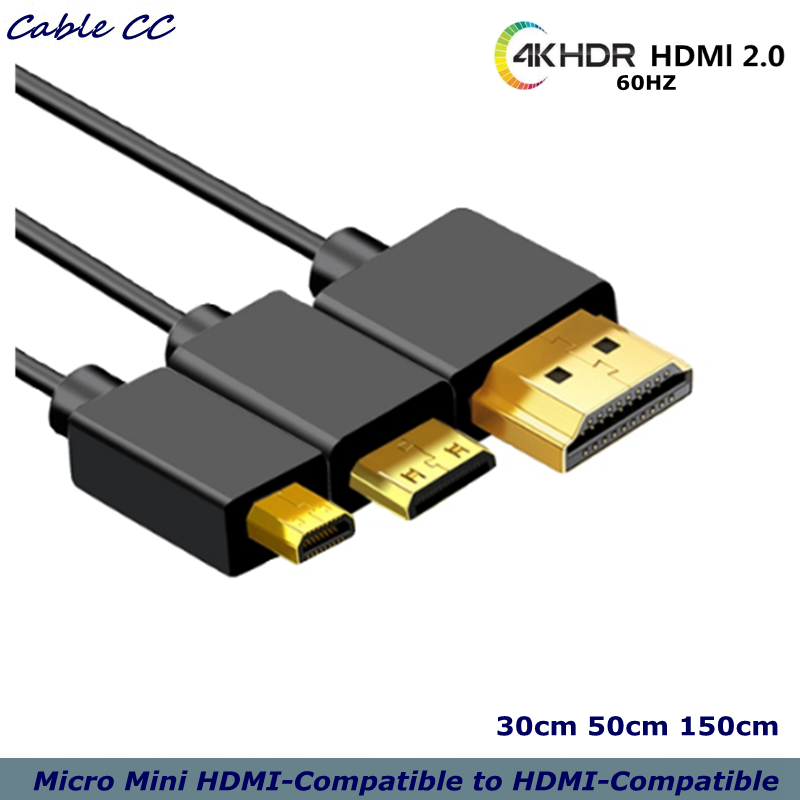 Mini Hdmi To Hdmi Cable Ultra Slim - Micro Mini HDMI-Compatible to HDMI-Compatible Wire