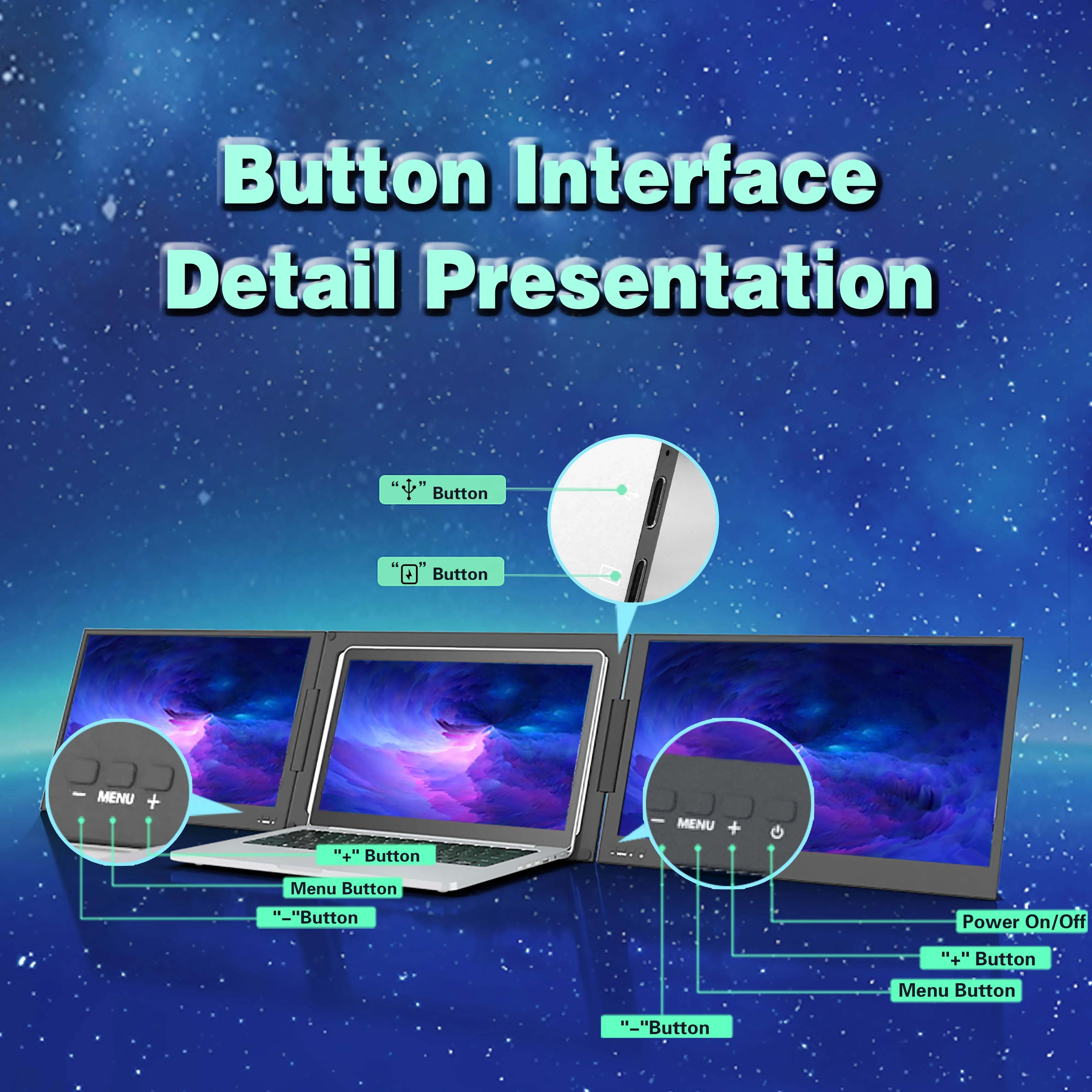 Dual Screen Portable Monitor Extender - Portable Laptop Screen Extender for Notebook
