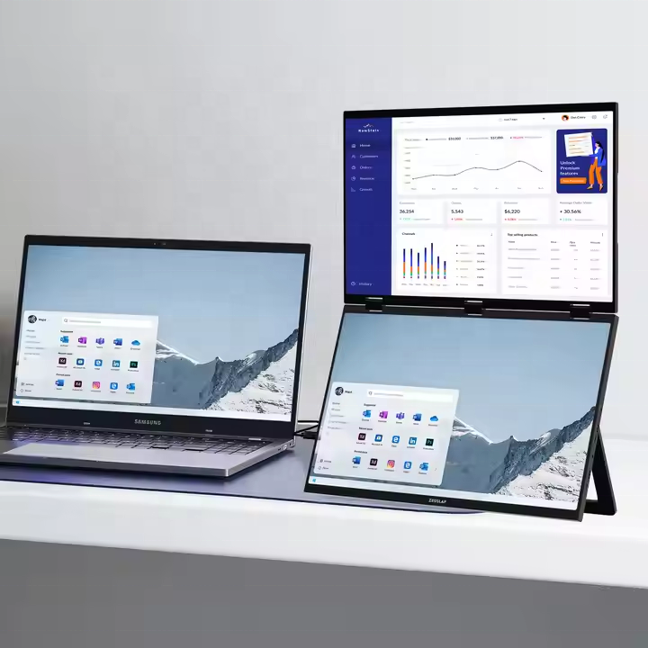 Triple Screen Laptop Monitor Foldable - 7-Day Delivery 18.5 Inch LCD Dual