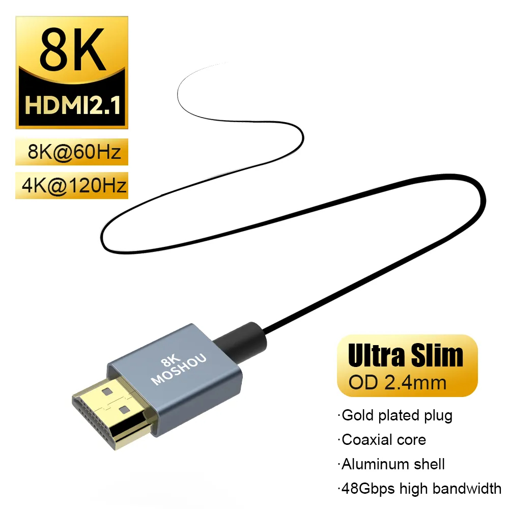 Mini Hdmi To Hdmi Cable Ultra Slim - MOSHOU HDMI 2.1 8K 60Hz Ultra