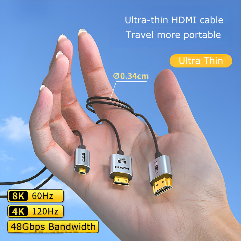 Mini Hdmi To Hdmi Cable Ultra Slim - Ultra Thin HDMI 2.1 Cable Coaxial