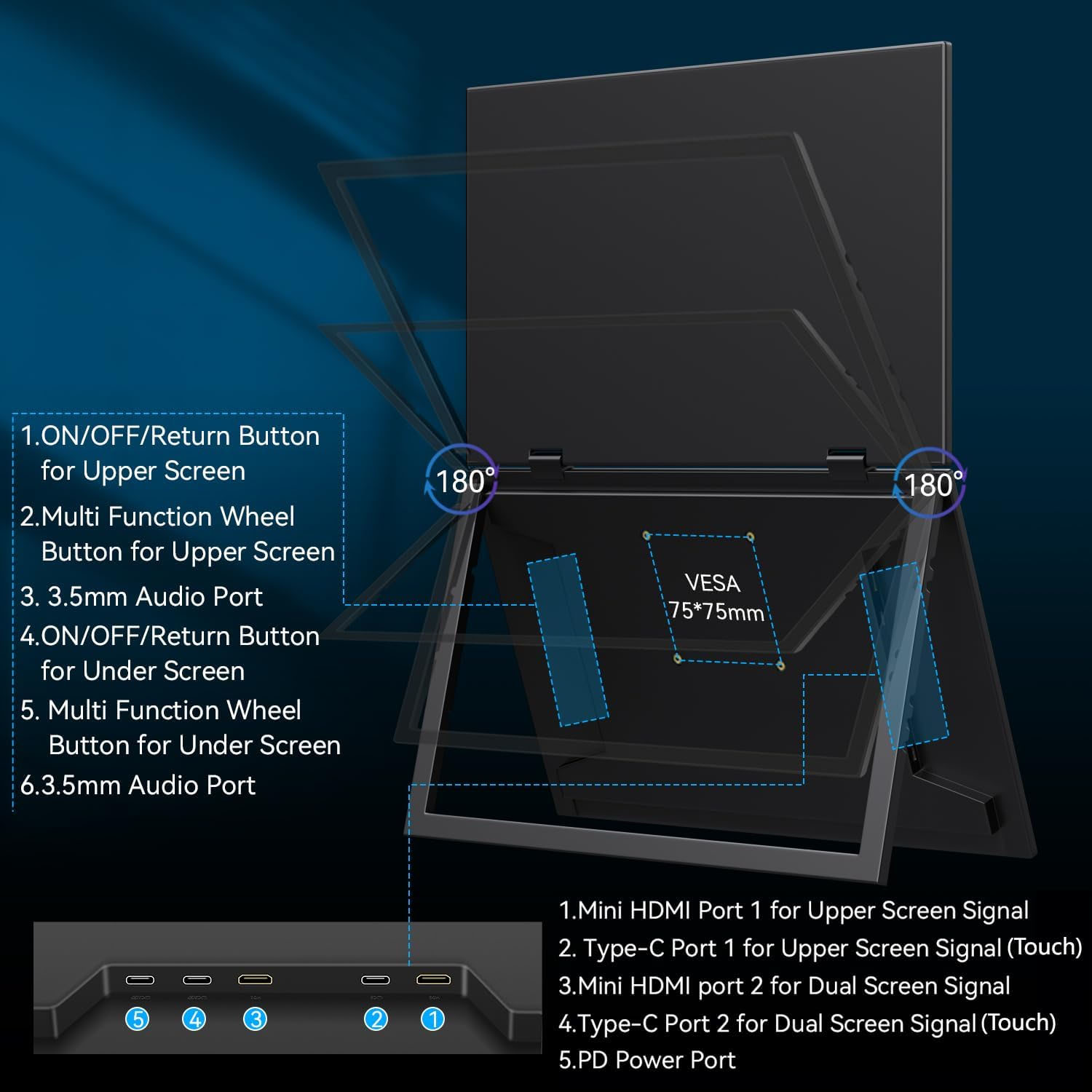 15.6-Inch Portable Dual Monito - Portable Monitor 15.6 Inch 1080P Type C 评论和价格