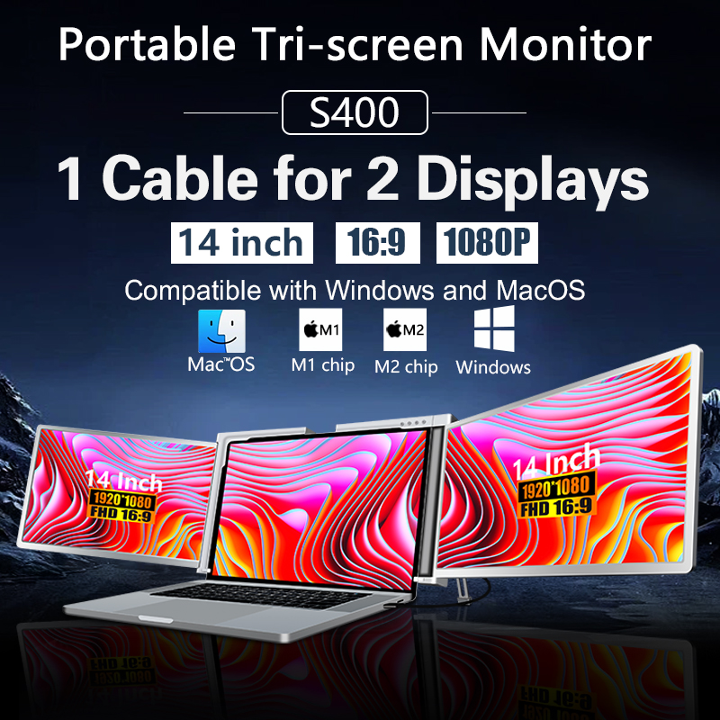 Portable Monitor for Laptop Du - Triple Screen Laptop Monitor Foldable 评论和价格