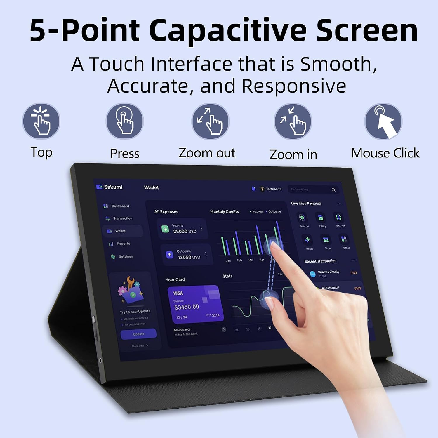 AHXJKA 11.6 Inch Touch Portabl - Portable Touchscreen Monitor For Laptop 评论和价格