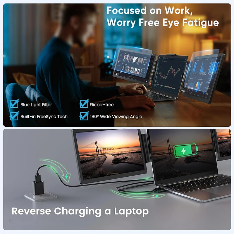 Best Seller SIBOLAN 14 Inch Tr - Dual Screen Portable Monitor Extender 评论和价格