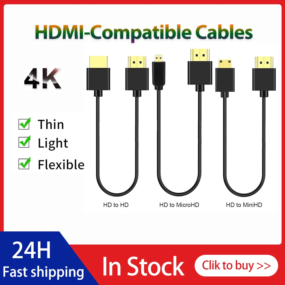 OD3.2 Ultra Soft & Thin HDMI T - Mini Hdmi To Hdmi Cable Ultra Slim 评论和价格