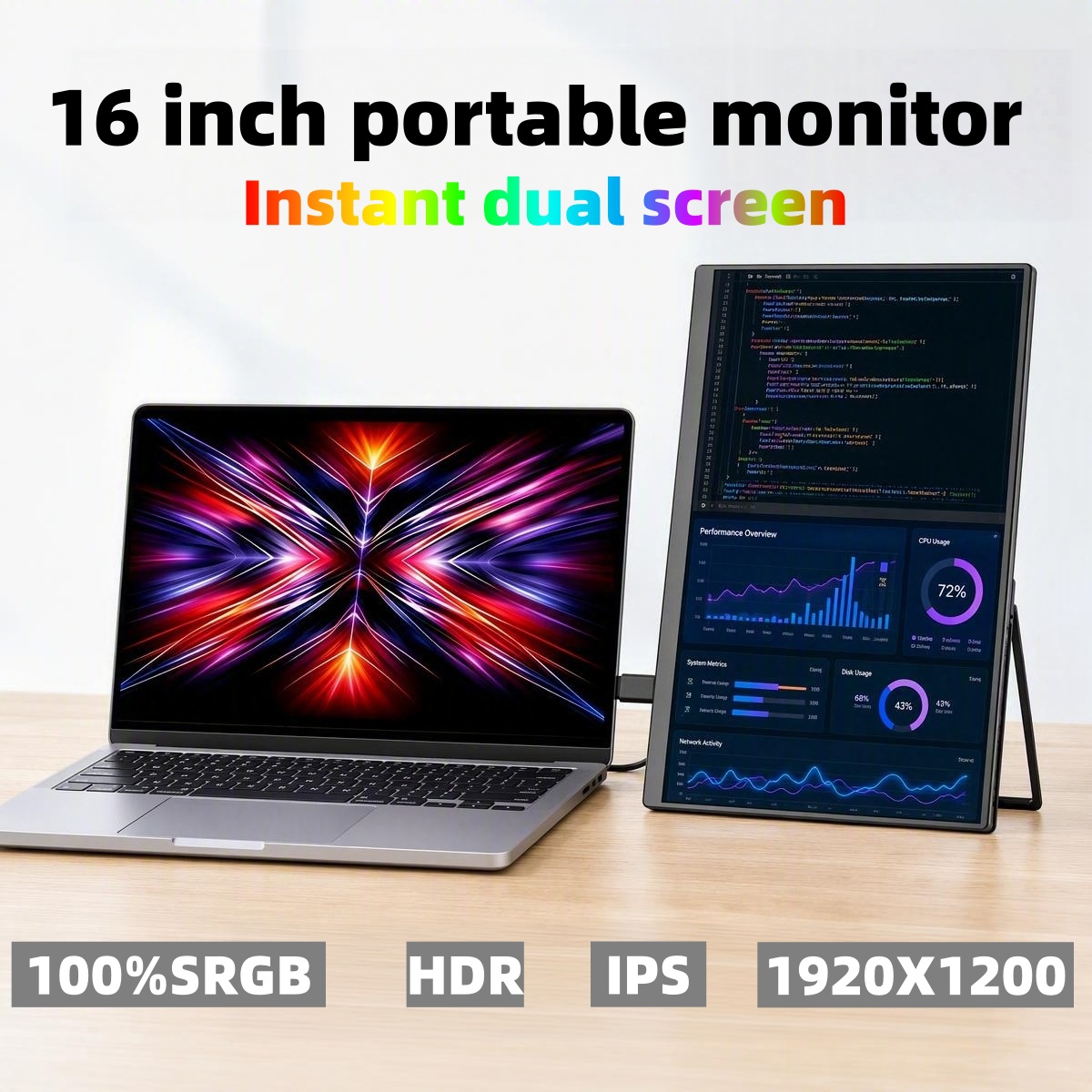 Portable Monitor 16 inch 1200P - Dual Screen Portable Monitor Extender 评论和价格