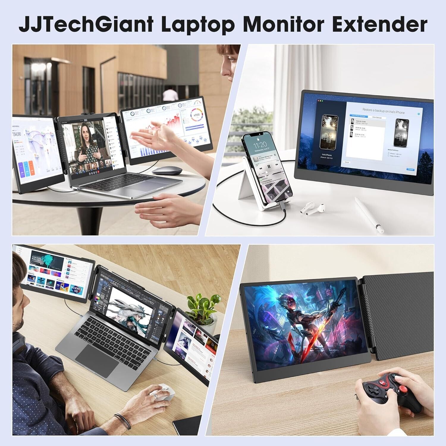 S2 14-Inch FHD 1080P IPS Lapto - Triple Screen Laptop Monitor Foldable 评论和价格