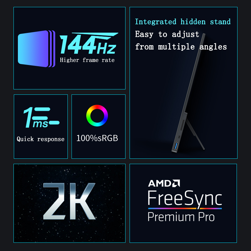 17.3 Inch 2K 144Hz Portable Mo - Portable Gaming Monitor 144Hz 17.3 Inch 评论和价格