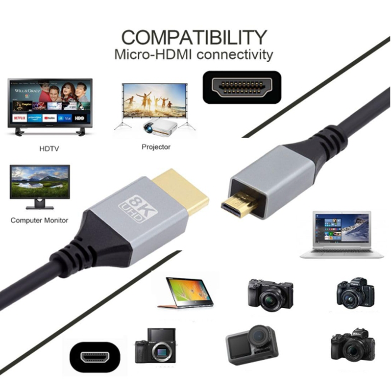 8K HD to Micro Mini HDMI-compa - Mini Hdmi To Hdmi Cable Ultra Slim 评论和价格
