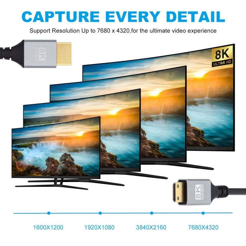 8K Mini HDTV 2.1 Ultra Thin HD - Mini Hdmi To Hdmi Cable Ultra Slim 评论和价格