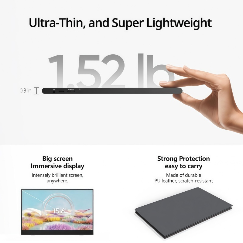 15.6-Inch Portable Touch Monit - Portable Monitor 15.6 Inch 1080P Type C 评论和价格