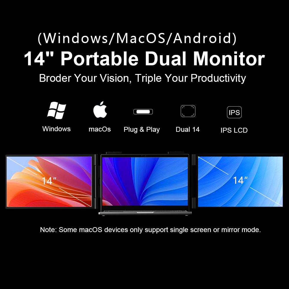 14'' OEM S3 Triple Screen Gami - Triple Screen Laptop Monitor Foldable 评论和价格