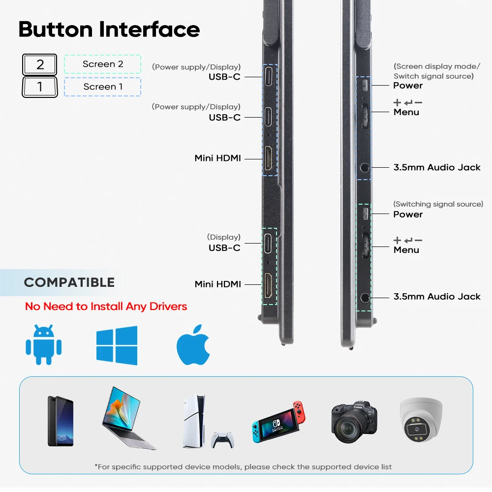 New OEM LCD Dual Screen Portab - Portable Monitor 15.6 Inch 1080P Type C 评论和价格