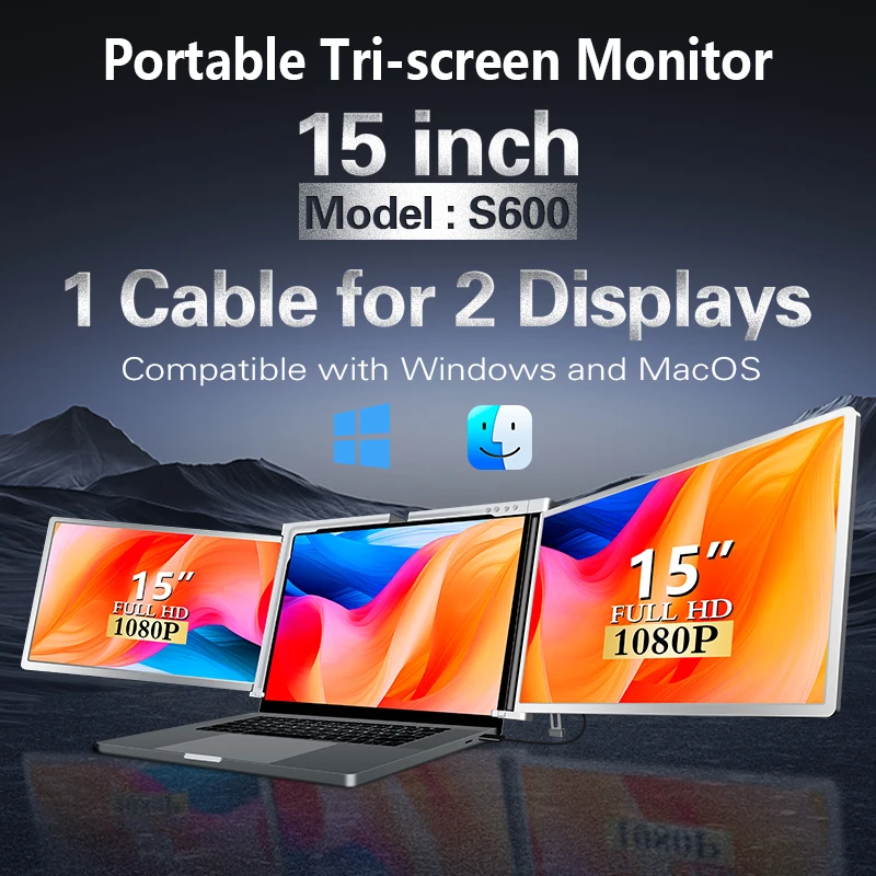 Customize 15 Inch ONE CABLE fo - Dual Screen Portable Monitor Extender 评论和价格