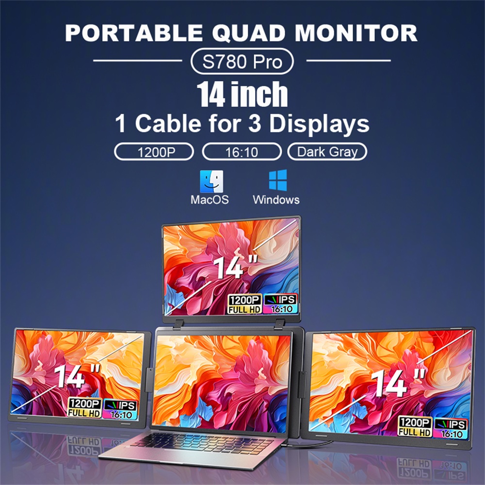 Rospider 14 to 18.5 inch Tripl - Triple Screen Laptop Monitor Foldable 评论和价格