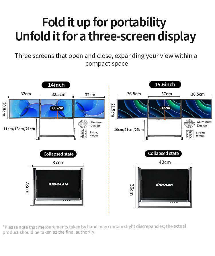Hot Sale Wholesale 14 Inch 15. - Triple Screen Laptop Monitor Foldable 评论和价格