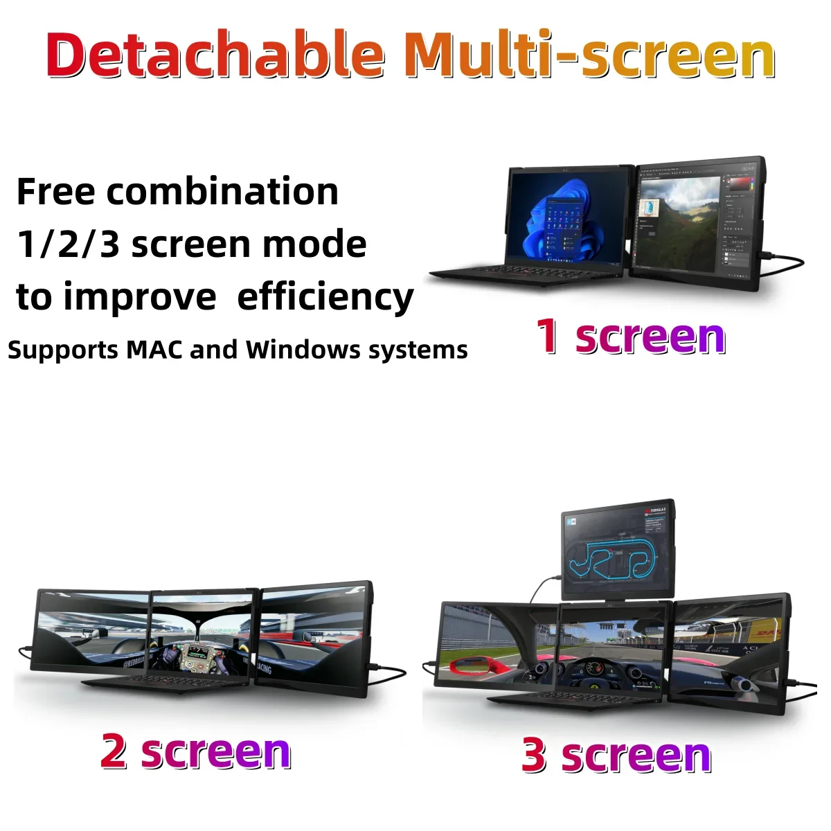 13 inch PC Dual Screen LCD Com - Triple Screen Laptop Monitor Foldable 评论和价格